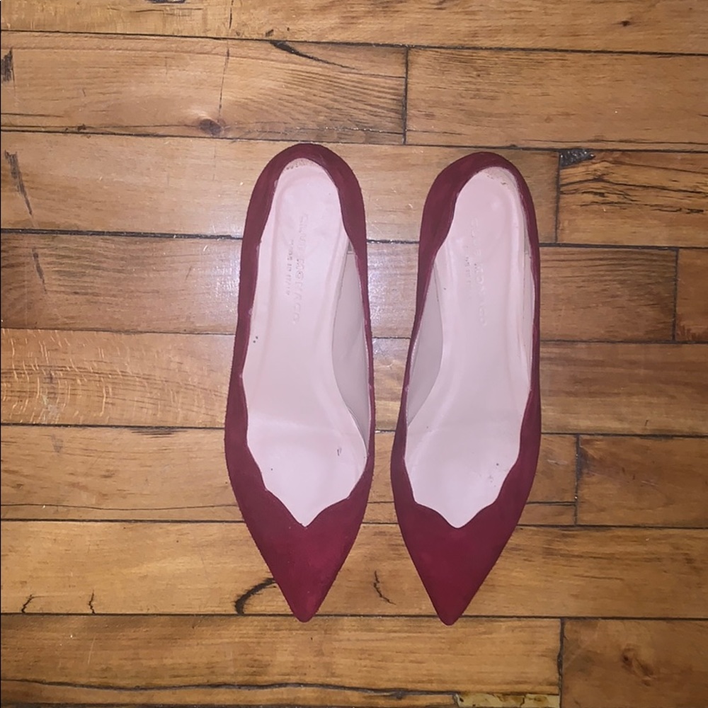 Club Monaco Burgundy Suede Scalloped flats